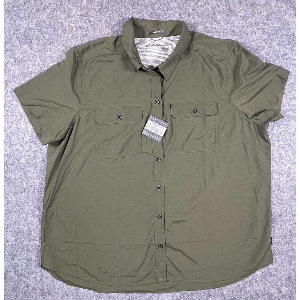 Eddie Bauer Mountain Ripstop Short Sleeve Shirt FreeDry UPF 50 Outdoor Womens XL
